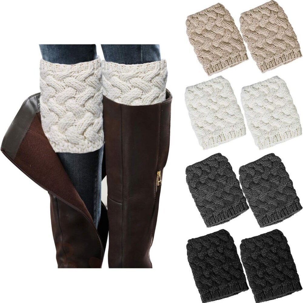 Womens Boot Socks Winter Warm Crochet Knitted Boot Cuffs Topper Socks Short Leg